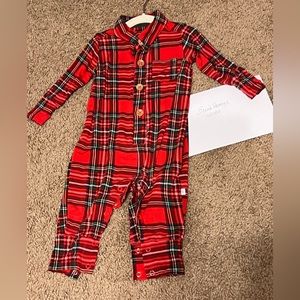 POSH PEANUT VINTAGE RED TARTAN ROMPER 9-12 MO